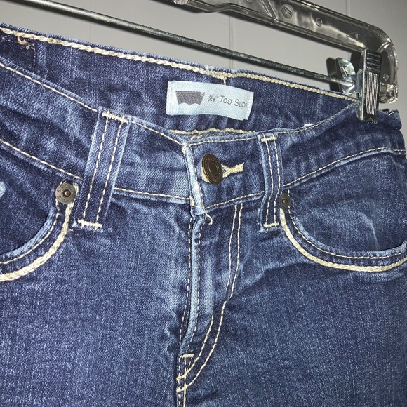 Levi's 524 Too Super Low jeans Sz 5 M vintage denim decorative stitching Y2K - Picture 4 of 9